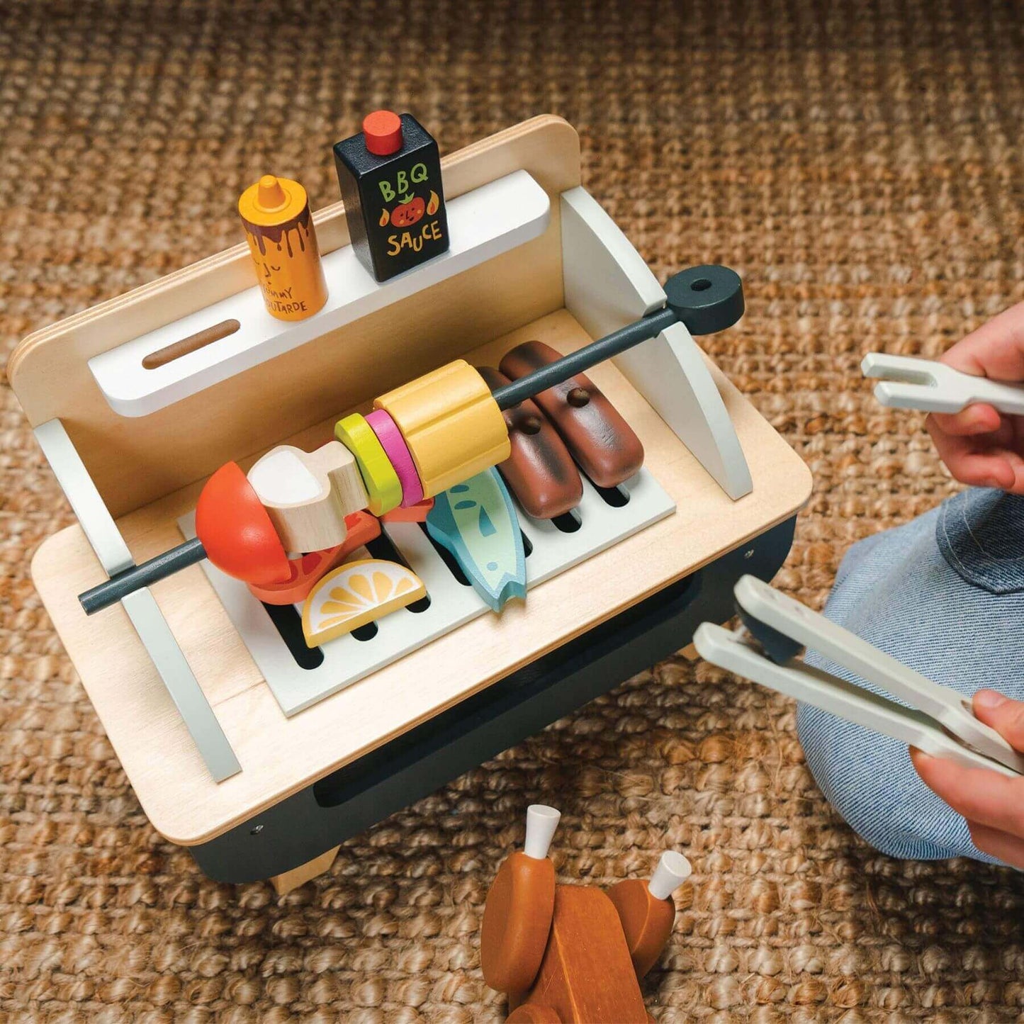 Tender Leaf Barbeque Play Set on a woven surface