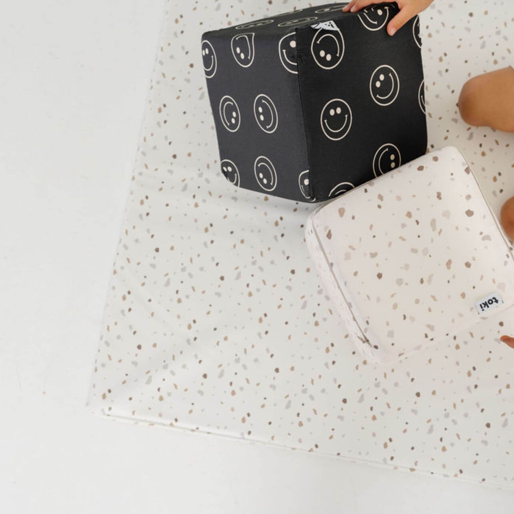 Close-up of Toki Kids Terrazzo Chalk Vegan Leather Mat