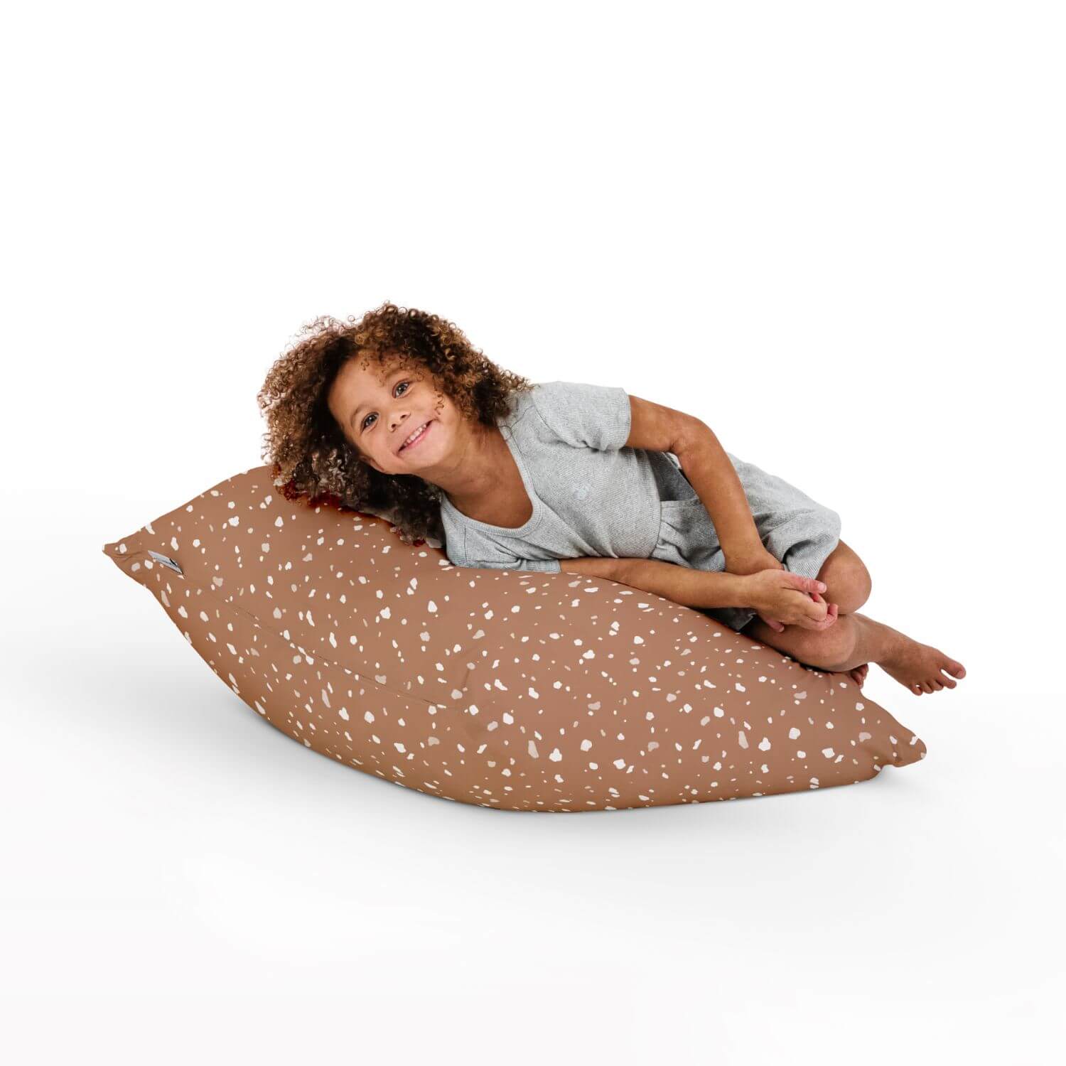Child sitting on Toki Kids Terrazzo Clay Bean Bag