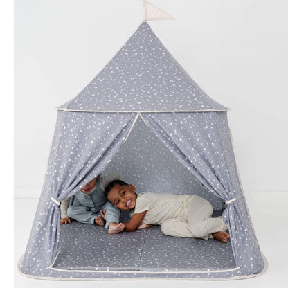 Kids playing inside Toki Kids Terrazzo Slate Play Tent