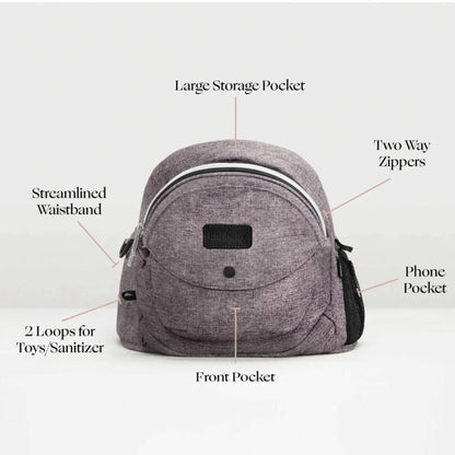 The Tushbaby Hip Carrier - Orchid with labeled features