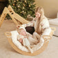 Mom & Girl Lying on Tiny Land® Thick Padded Play Cushion in Arch