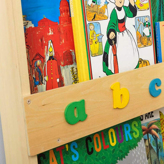 Tidy Books Bookcase With Alphabet Natural with Rainbow letters - Detail
