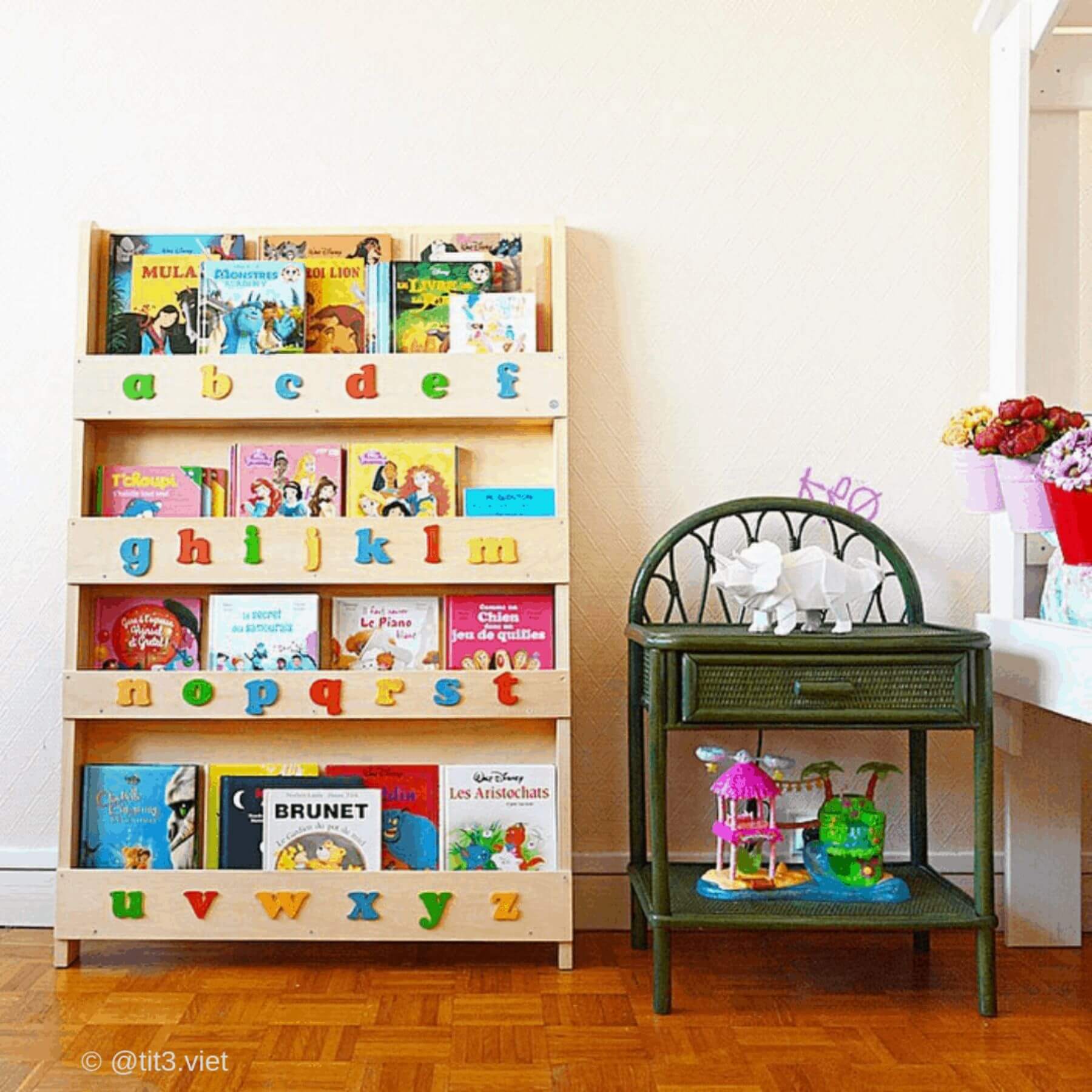 Tidy Books Bookcase With Alphabet Natural with Rainbow letters - Lifestyle