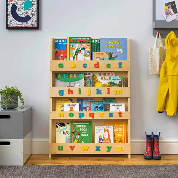 Tidy Books Bookcase With Alphabet Natural with Rainbow letters