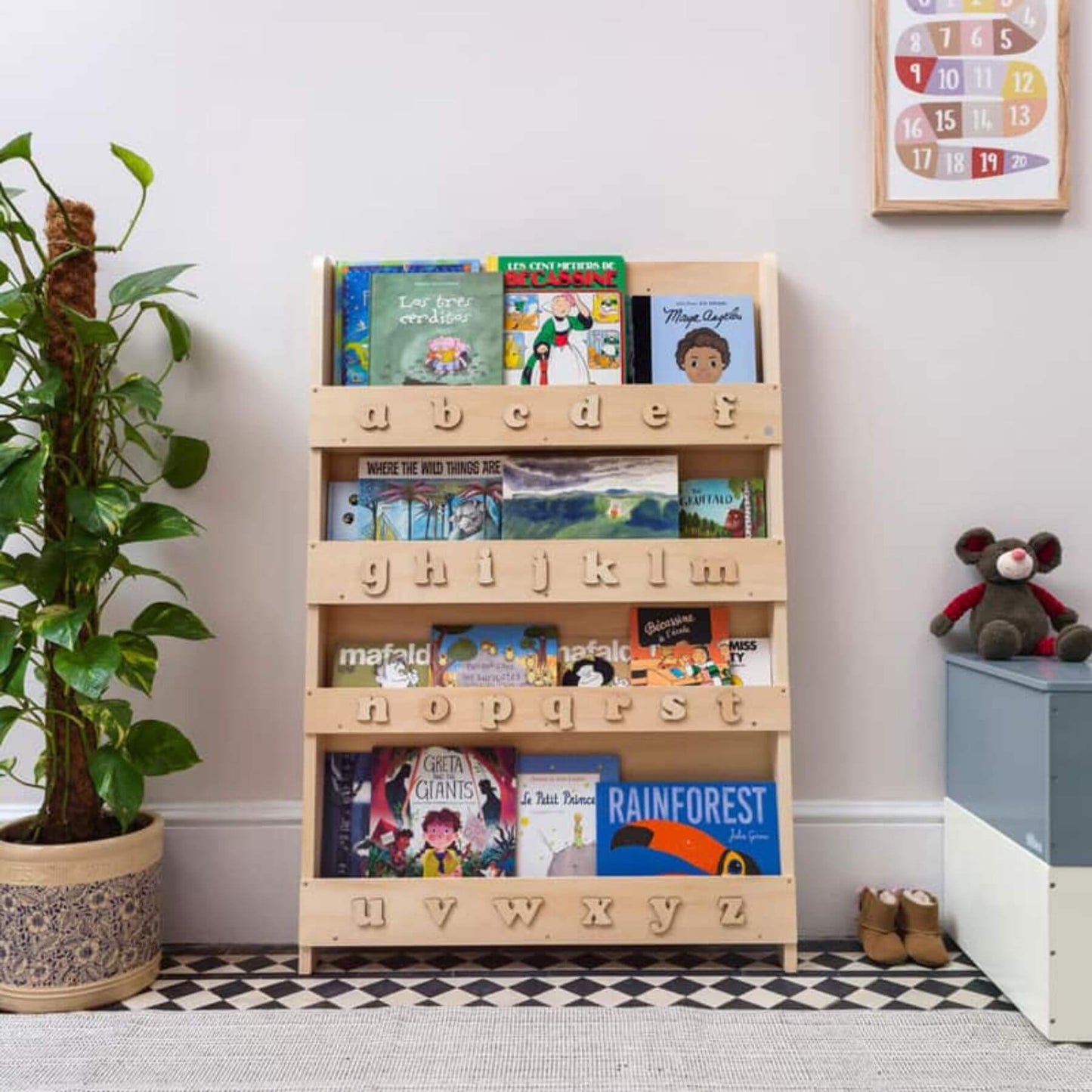 Tidy Books Bookcase With Alphabet Natural with Natural letters