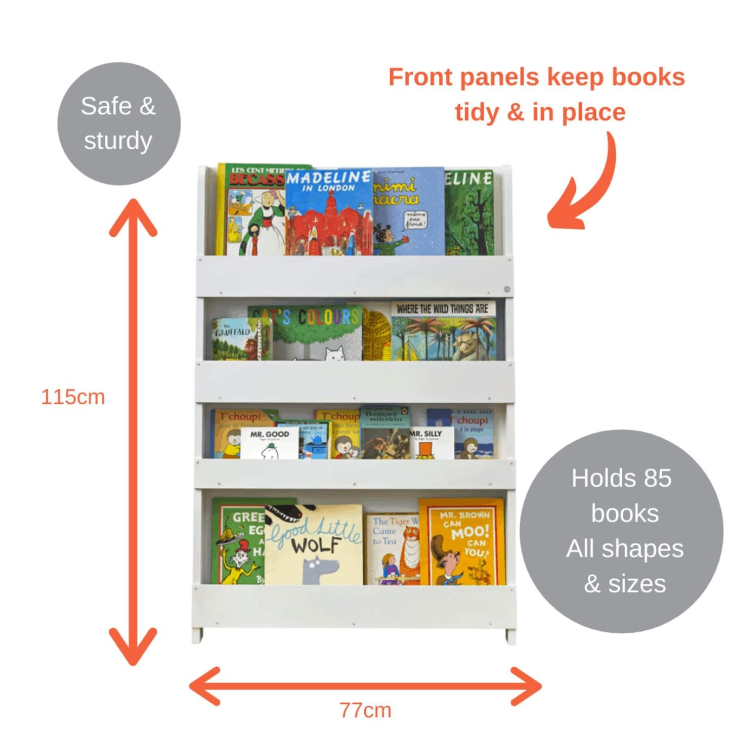 Tidy Books Bookcase With No Alphabet White - Detail