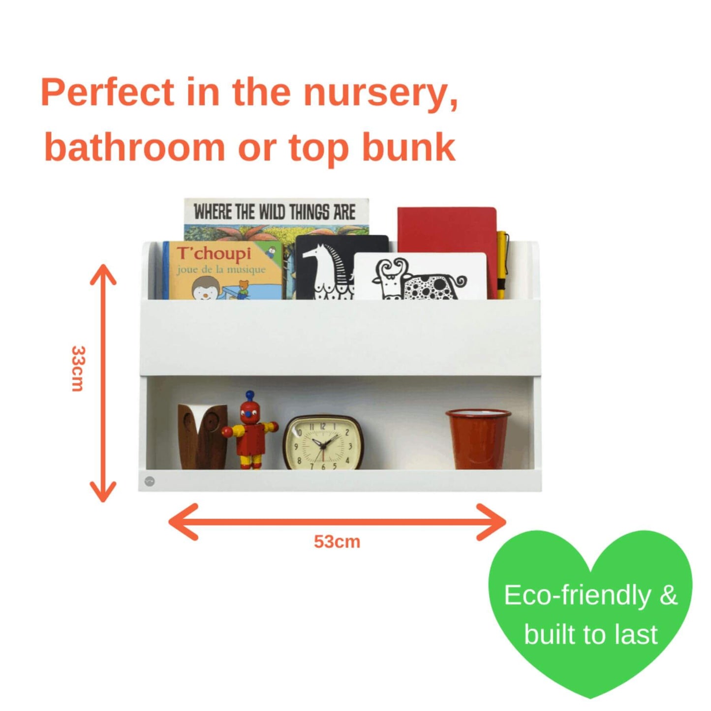 Tidy Books Bunk Bed Buddy, Bunk Bed Shelf, White - Dimensions