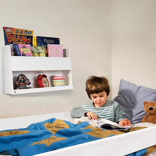 Tidy Books Bunk Bed Buddy, Bunk Bed Shelf, White - Lifestyle