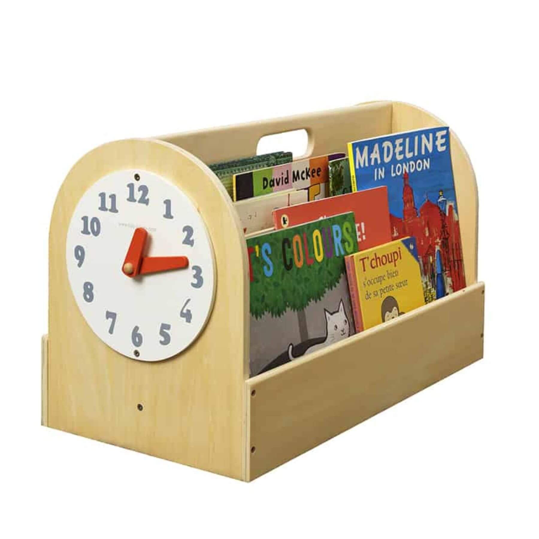 Tidy Books Clock Design Kids Book Storage Box Natural