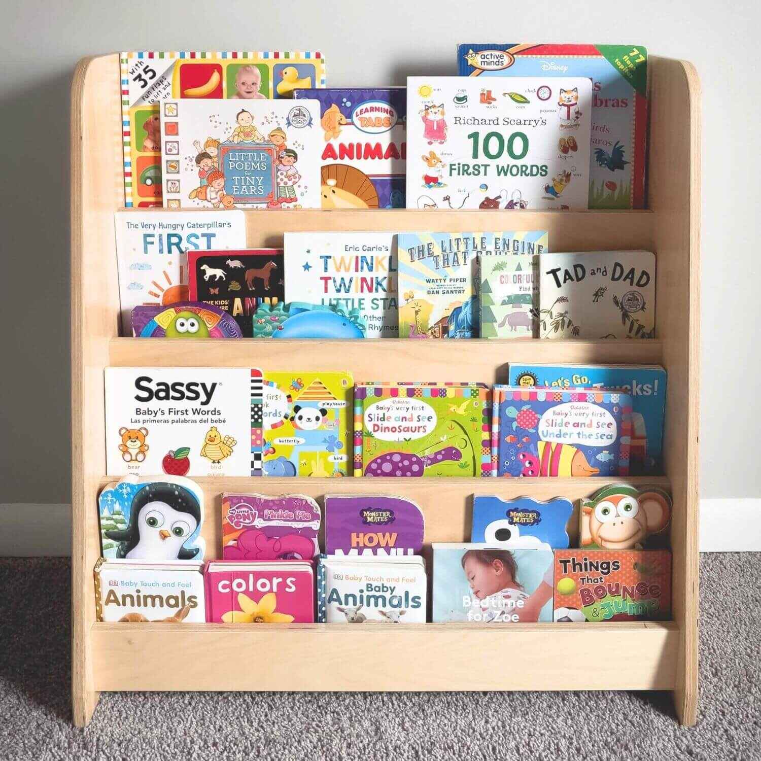 RAD Children's Furniture Tiered Montessori Bookshelf w/ Books