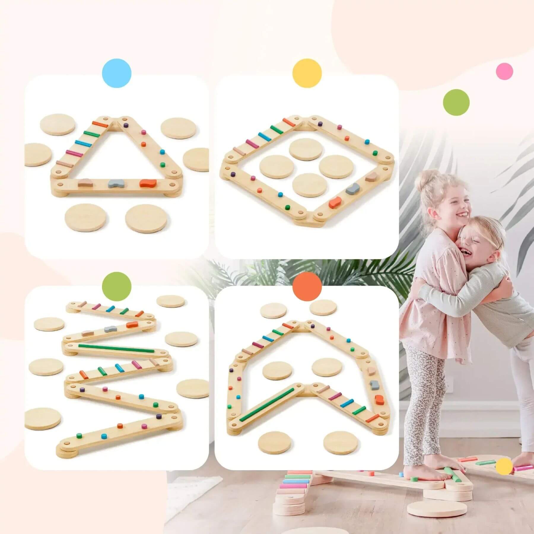 Tiny Land® Balance Beam and children playing together.