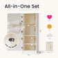 Measurement chart for Tiny Land® Cabinet Play Fridge with dimensions and features highlighted.