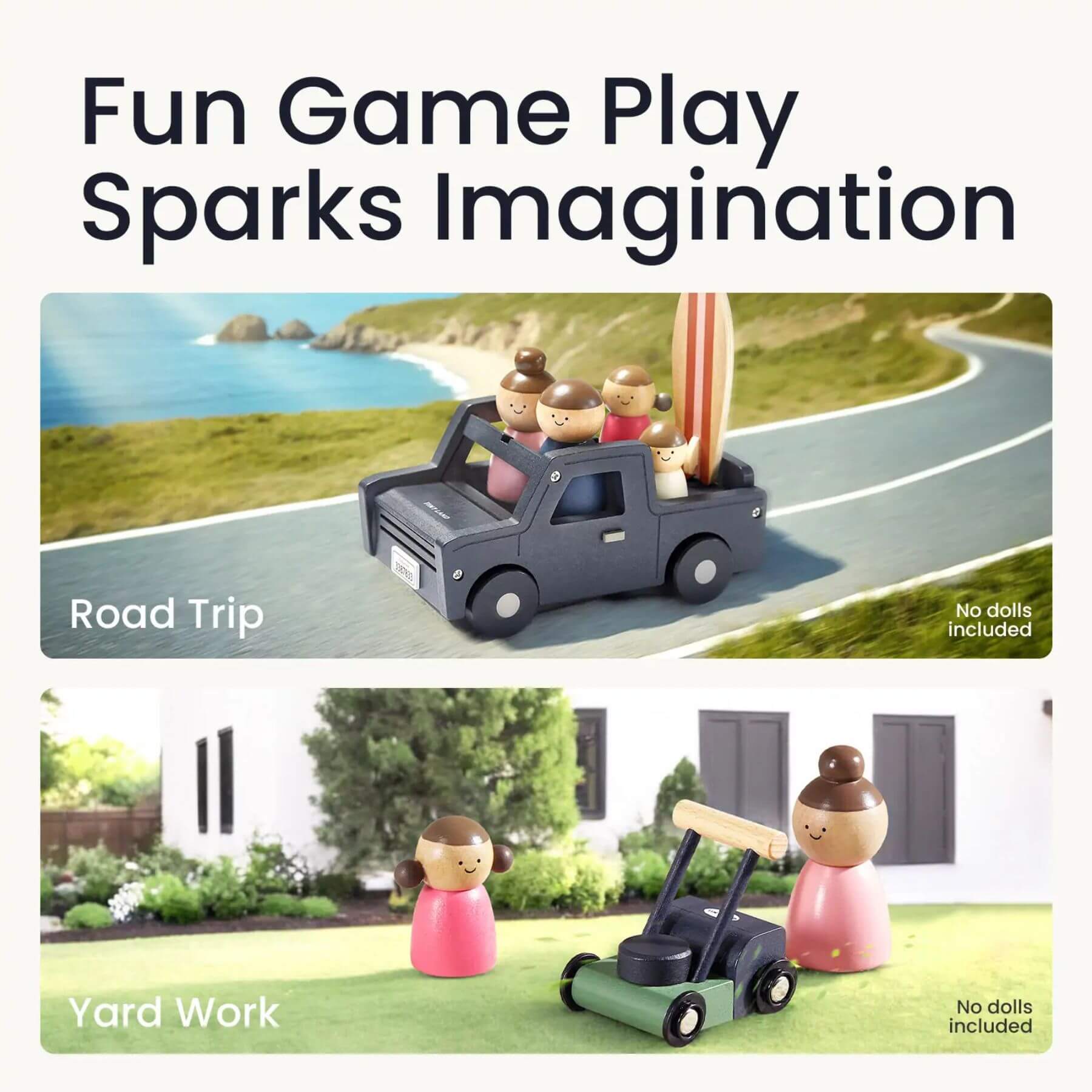 Details of Tiny Land® Wooden Dollhouse - Garage