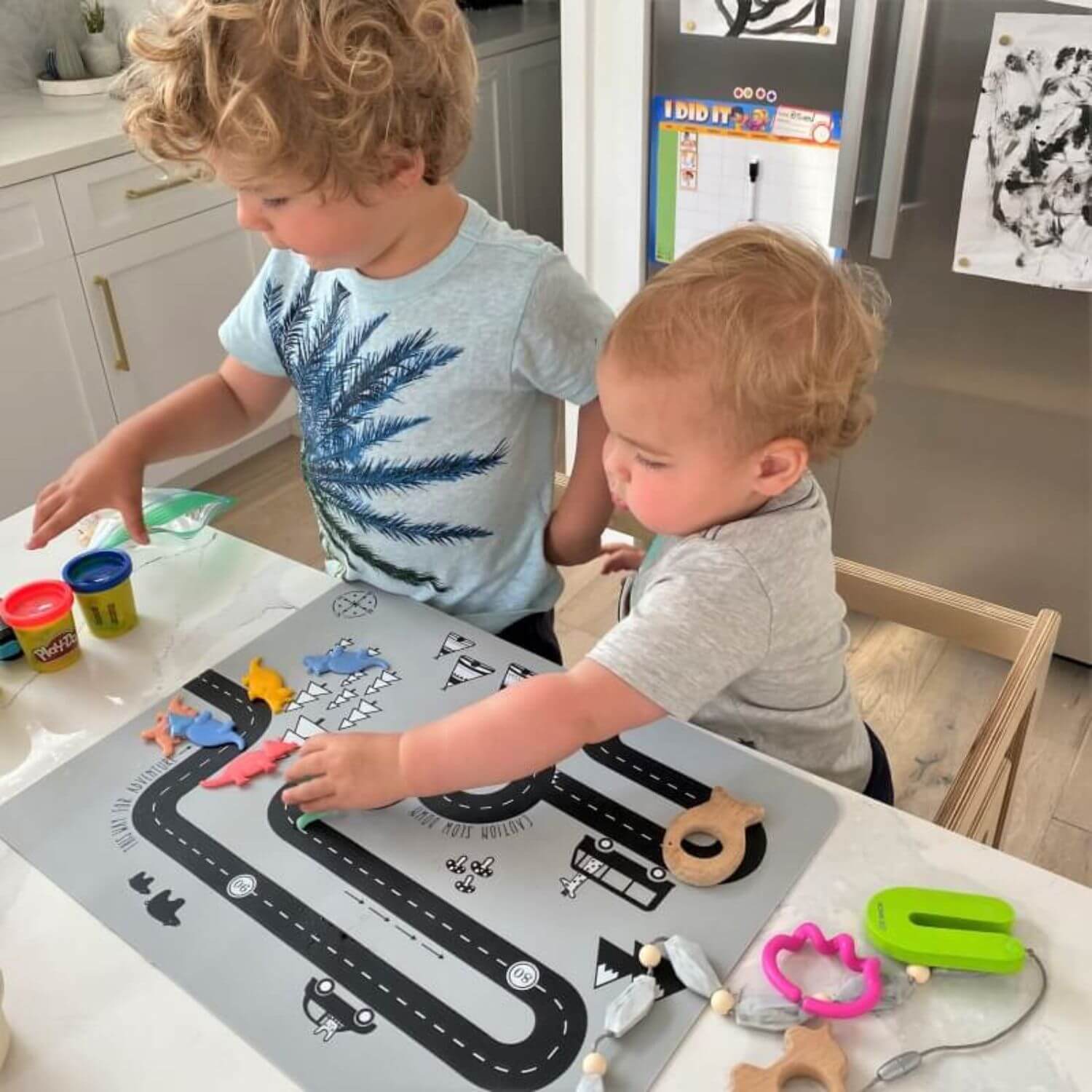 Kids Standing on RAD Children's Furniture Toddler Tower, Playing Crafts