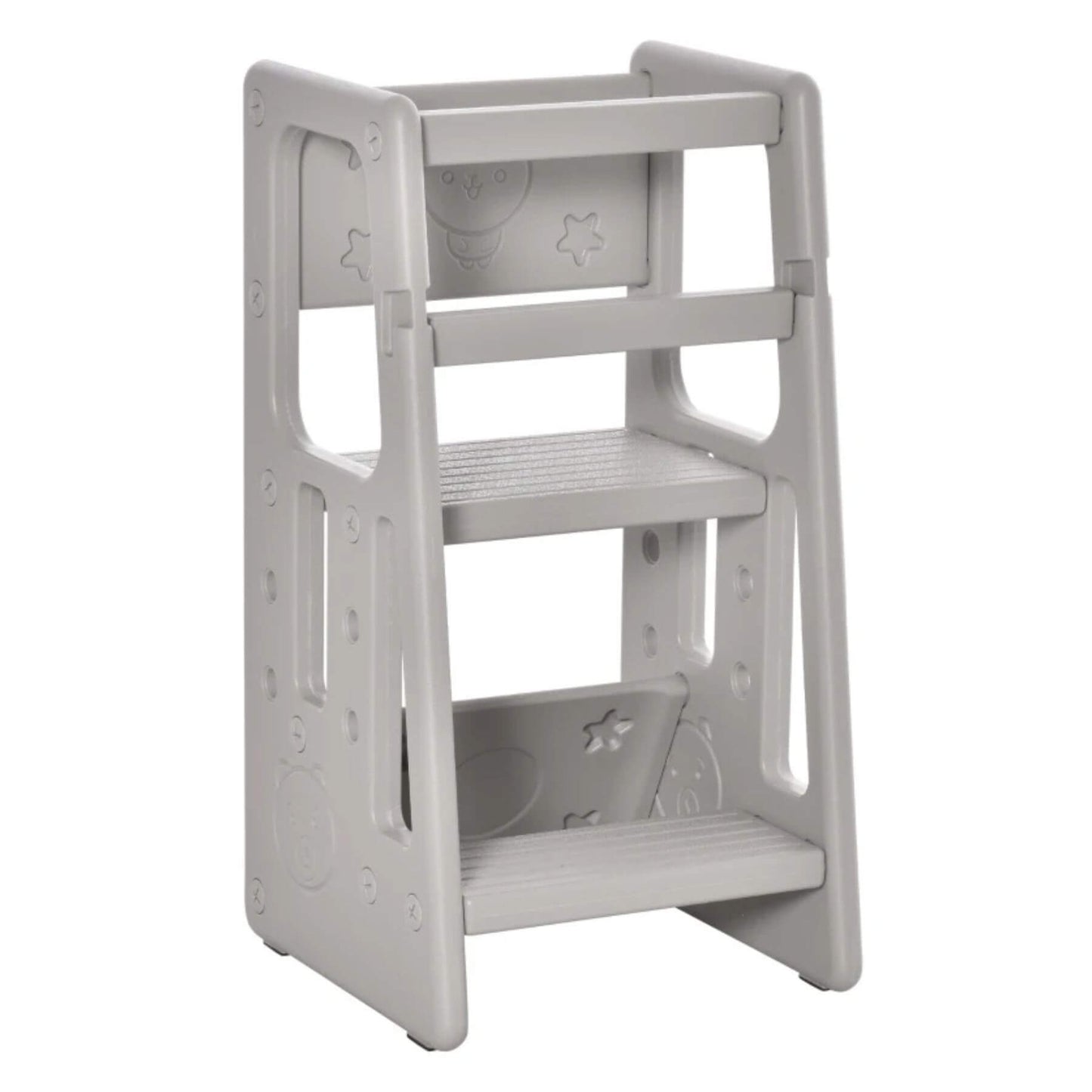 Qaba Toddler Tower with Adjustable Height Grey