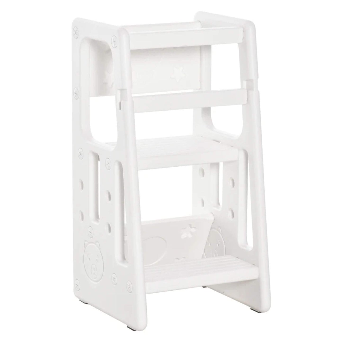 Qaba Toddler Tower with Adjustable Height White