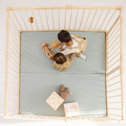 Kids playing in Toki Kids Playpen - Mega Size in Wood