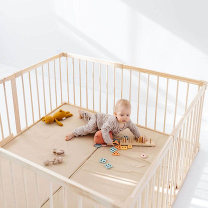 Baby playing toys in Toki Kids Playpen - Mega Size in Wood