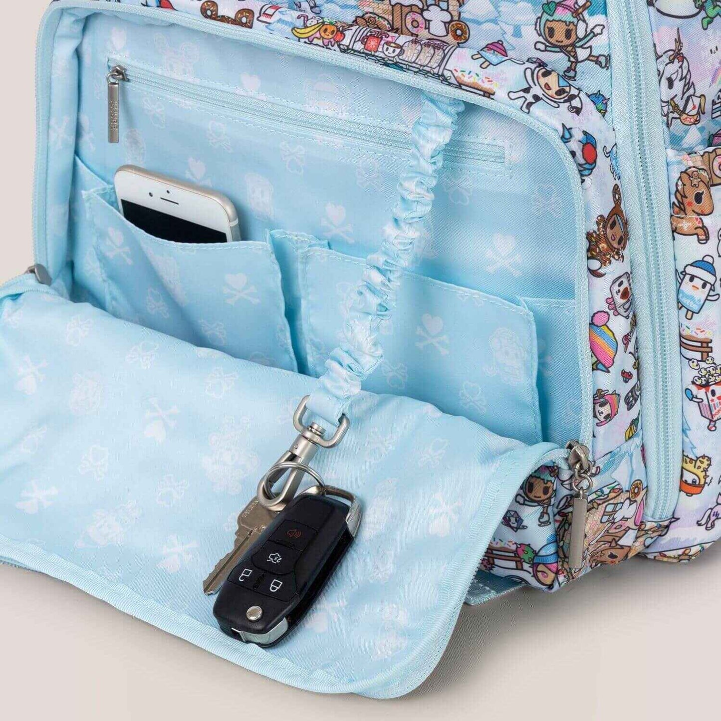 Detail of tokidoki Snow Day Zealous Backpack Diaper Bag — Ice Blue