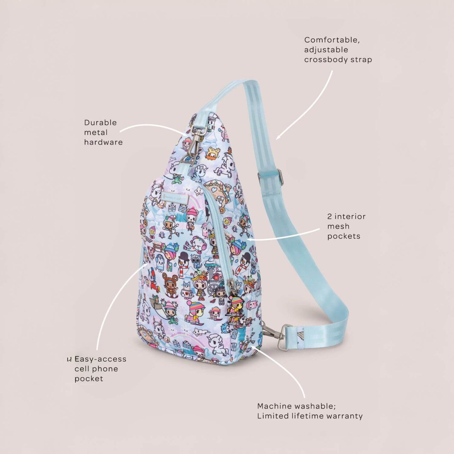 tokidoki Snow Day Crossbody Sling Diaper Bag — Ice Blue