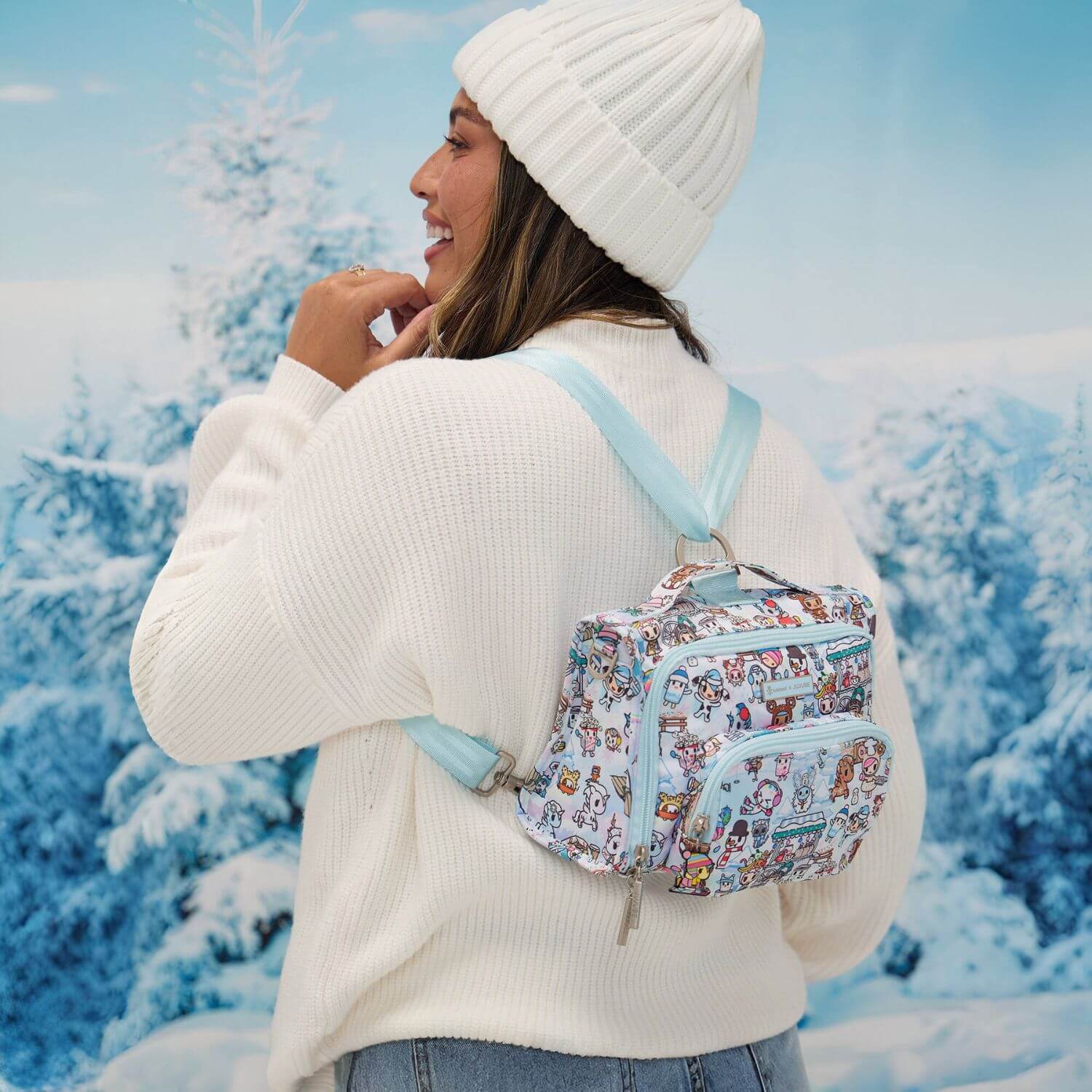 tokidoki Snow Day Bestie Small Messenger Handbag, Backpack — Ice Blue
