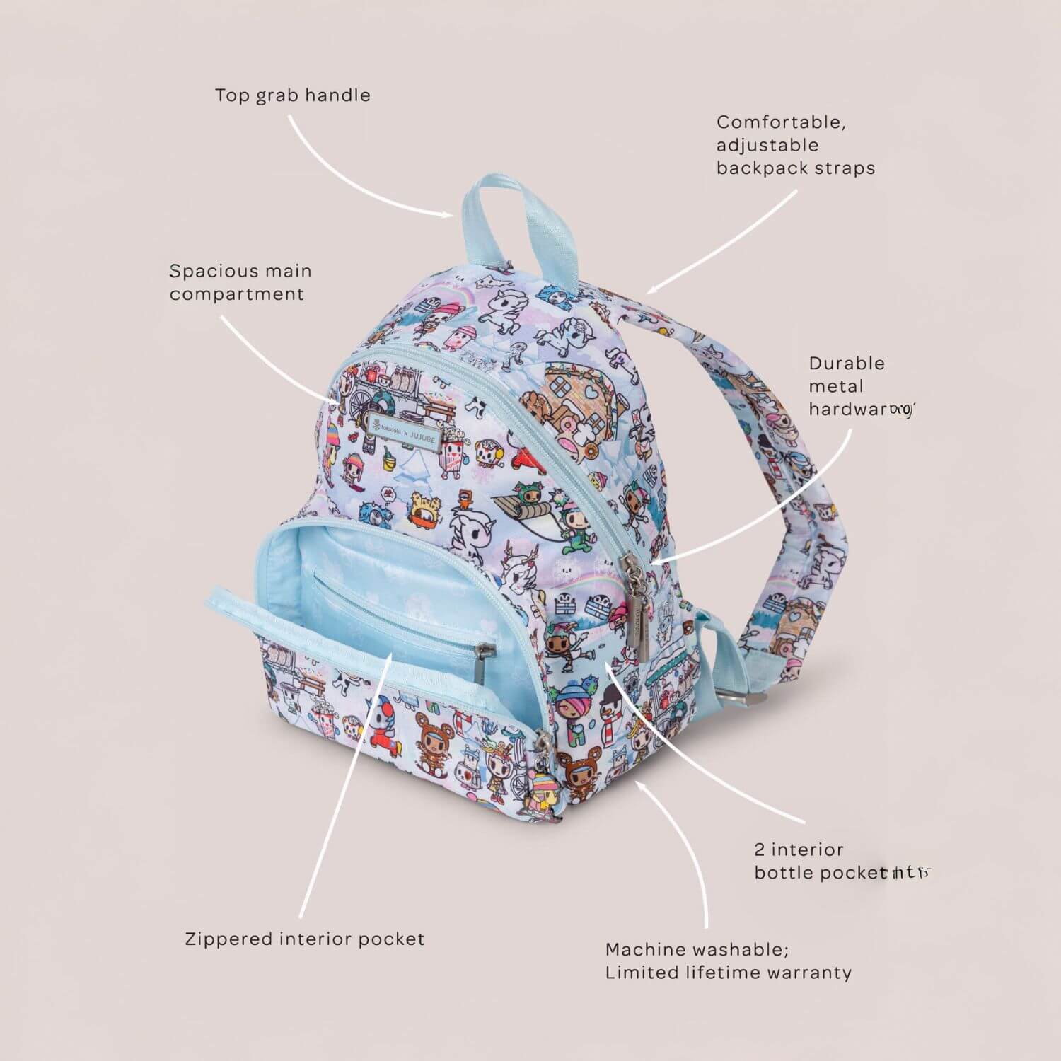 cheap mini diaper bag backpack JuJuBe Everyday Mini Backpack, Snow Day