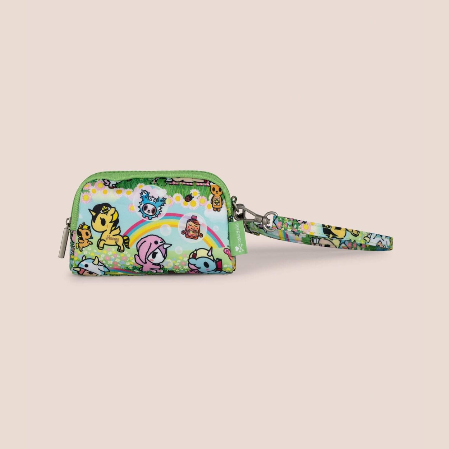Small wallet with cartoon character design on a beige background