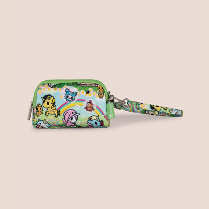 Small wallet with cartoon character design on a beige background