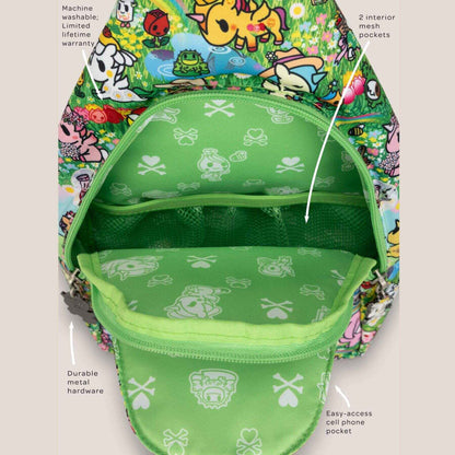 tokidoki Crossbody Sling - Meadow Blooms with features labeled
