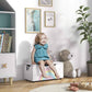 Girl Sitting on Qaba Toy Box Chest White