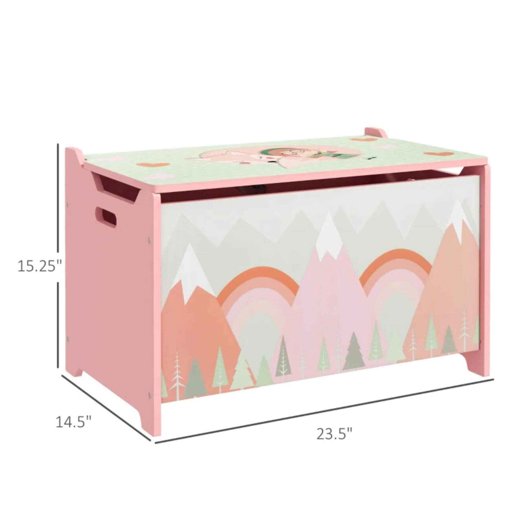 Qaba Toy Box with Lid, Toy Chest Storage Organizer for Bedroom, Pink