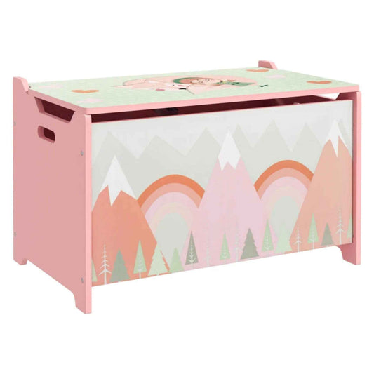 Qaba Toy Box with Lid, Toy Chest Storage Organizer for Bedroom, Pink