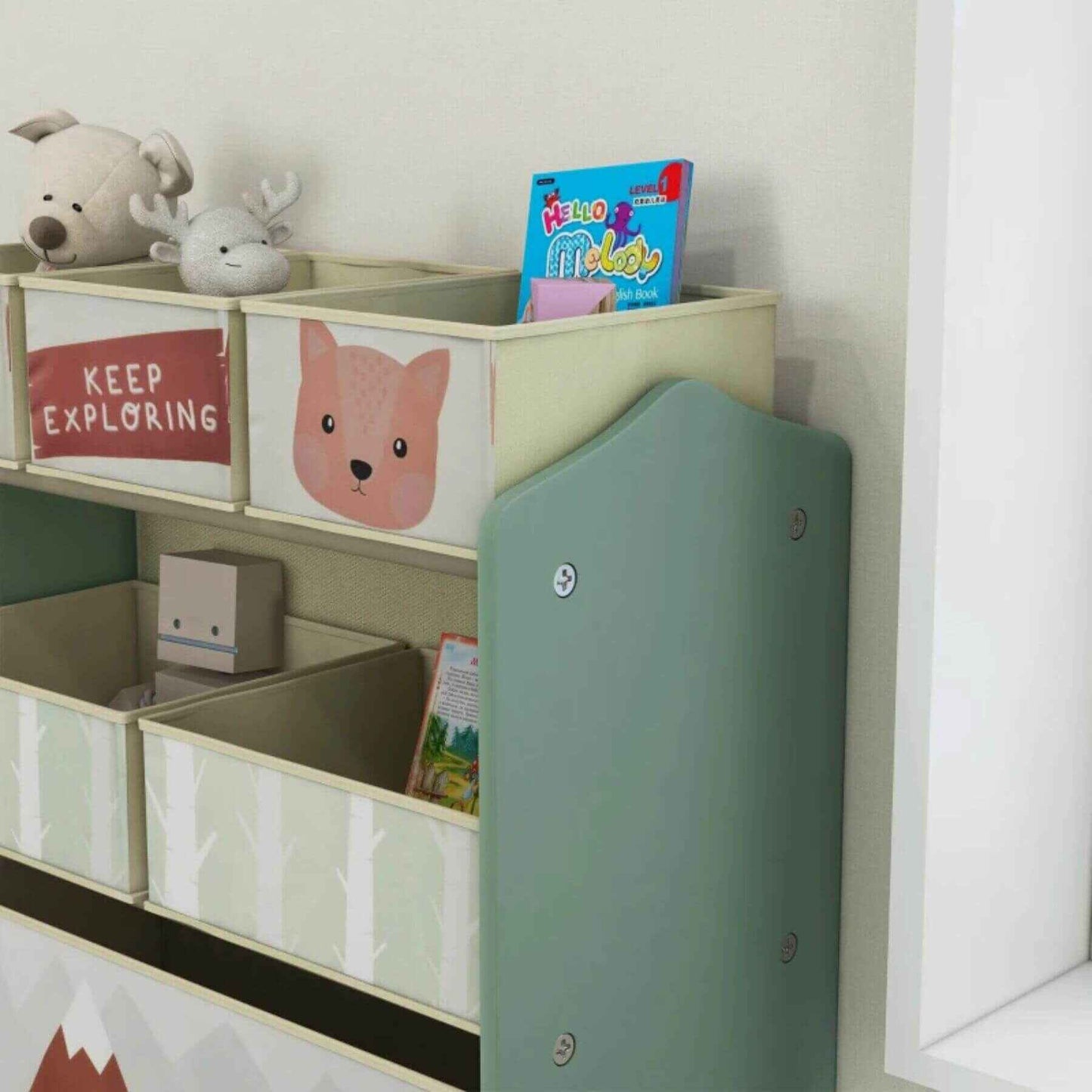 Detail of Qaba Toy Organizer with 6 Storage Bins Green