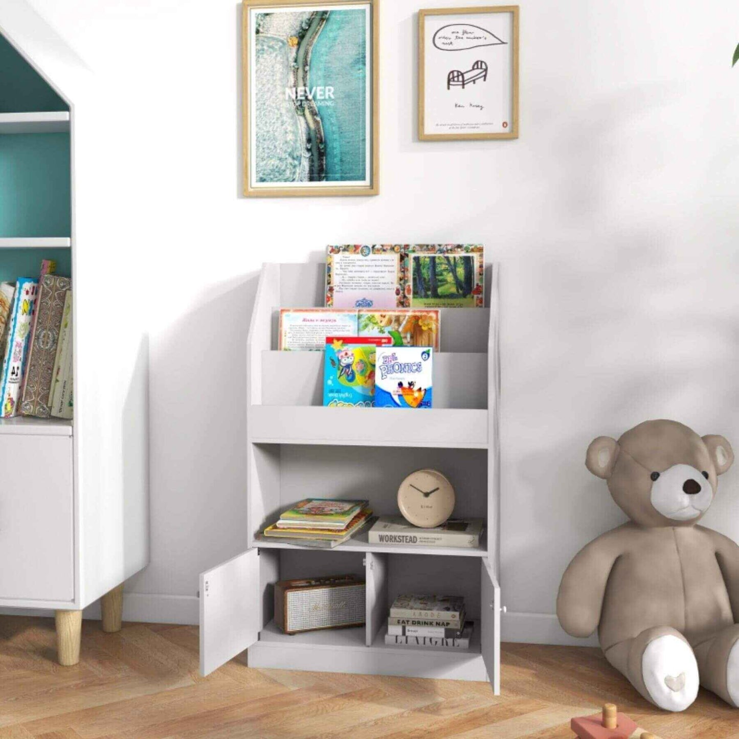 Qaba Toy Storage Cabinet Grey