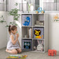 Girl Playing next to Qaba Toy Storage Organizer with 6 Storage Bins White