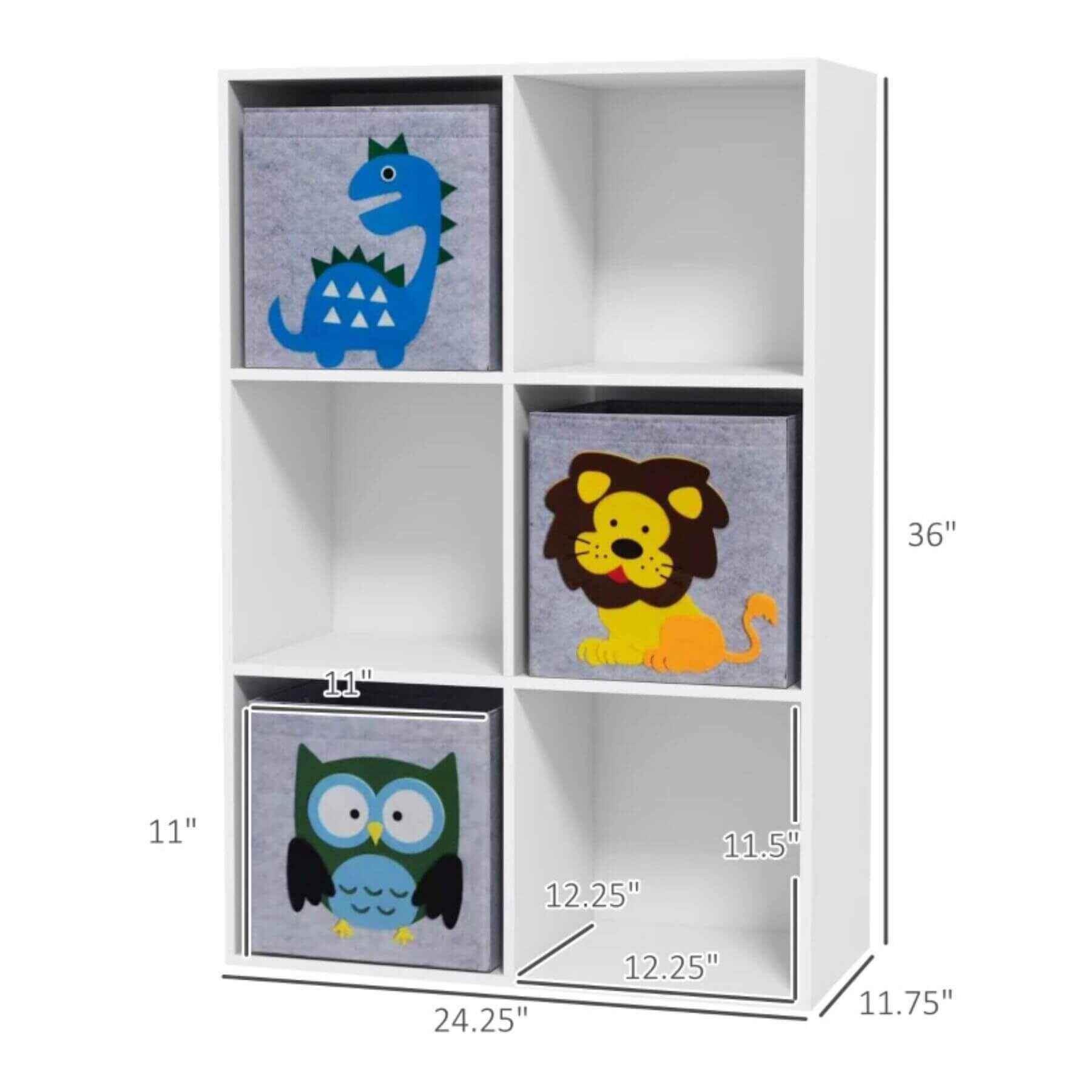 Qaba Toy Storage Organizer with 6 Storage Bins White