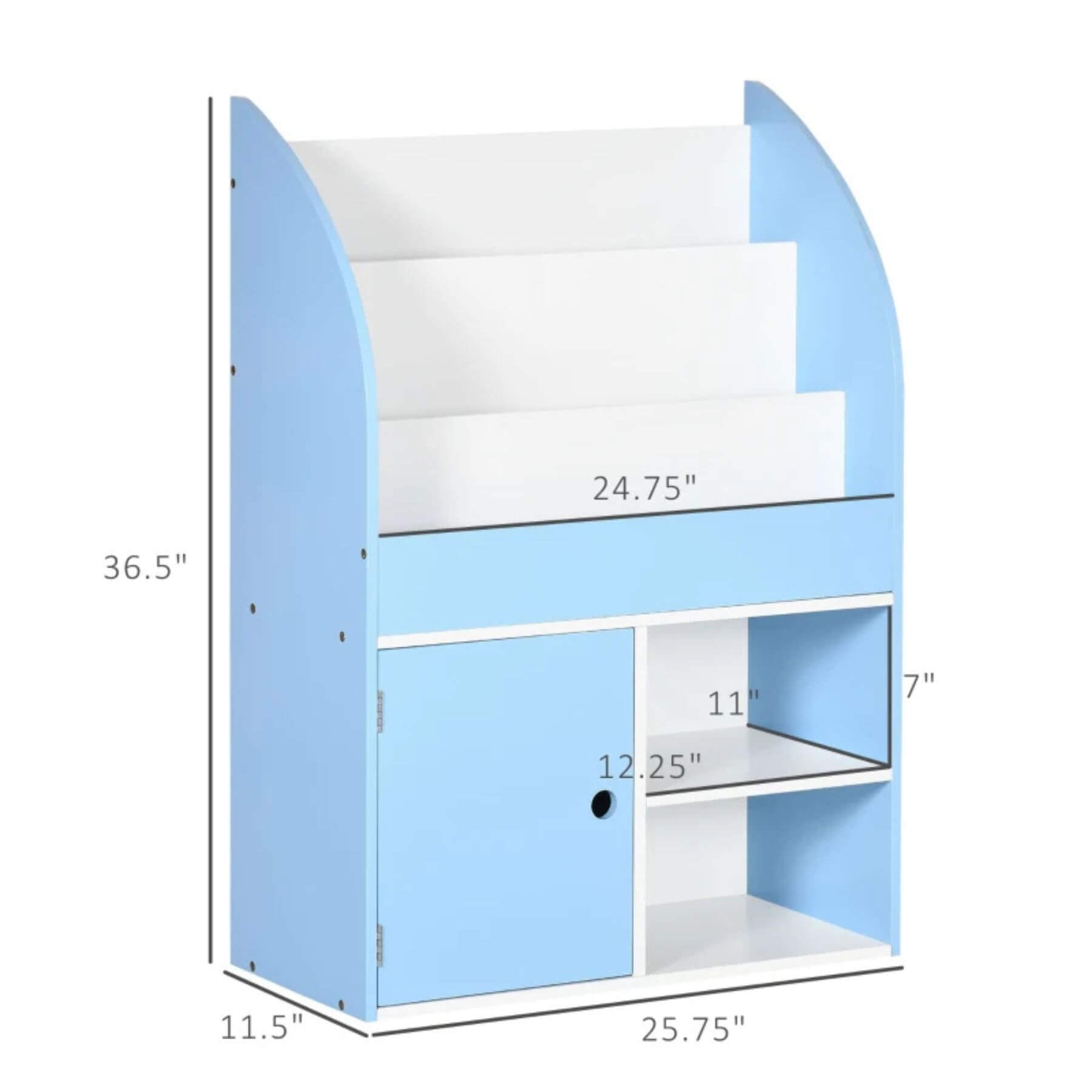 Qaba Toy Storage Organizer, Freestanding Children Bookcase with Cabinet, Blue