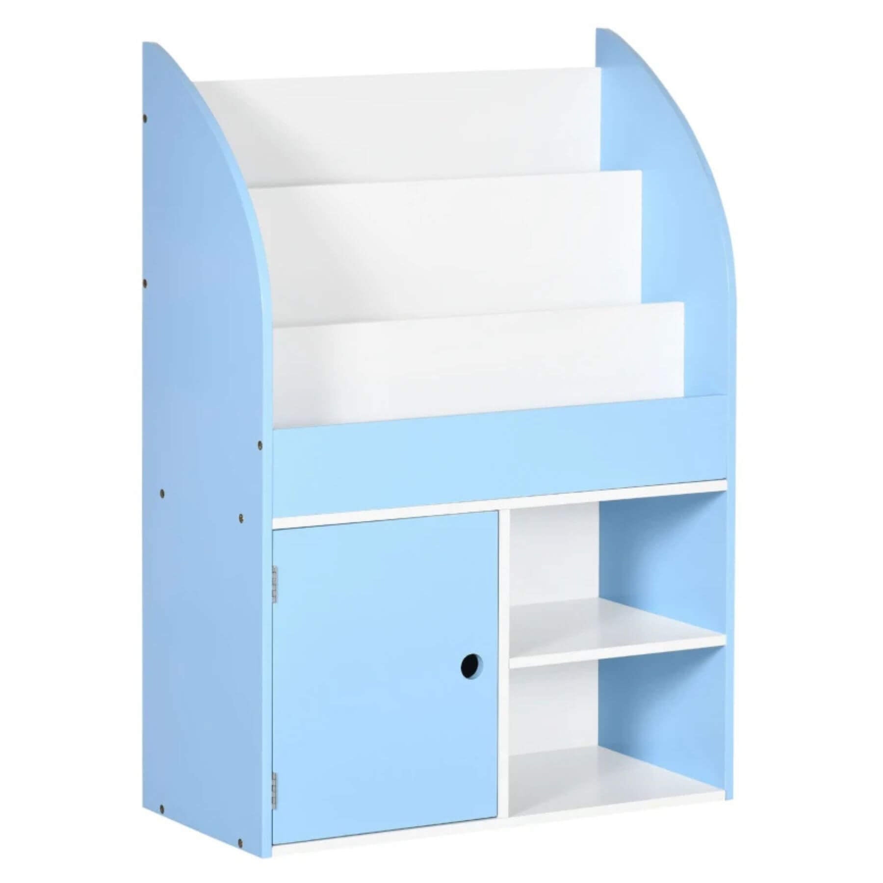 Qaba Toy Storage Organizer, Freestanding Children Bookcase with Cabinet, Blue