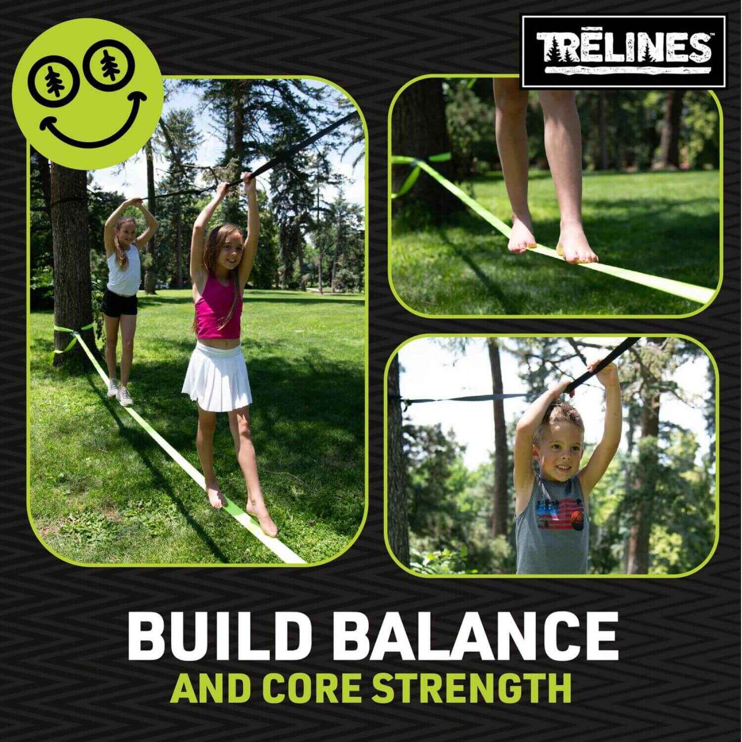 Kids Playing Trelines Classic Slackline 50ft