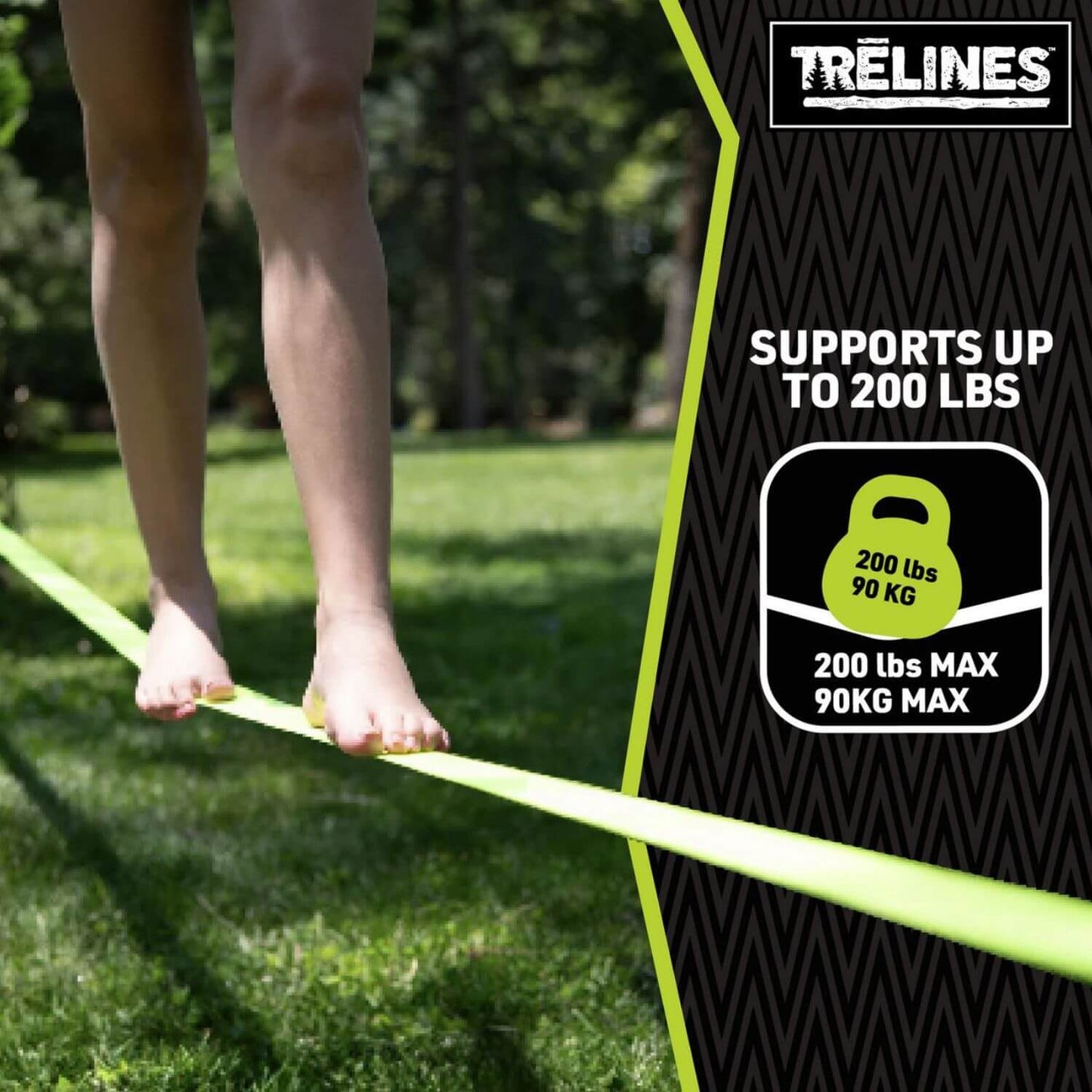 Standing on Trelines Classic Slackline 50ft
