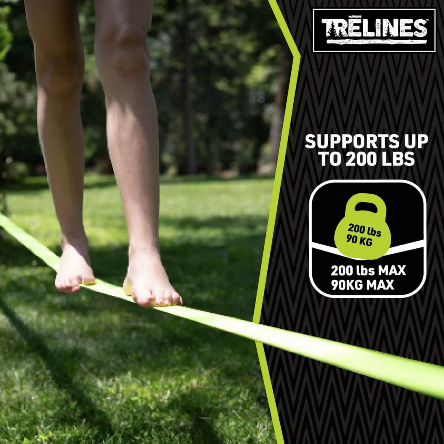 Standing on Trelines Classic Slackline 50ft