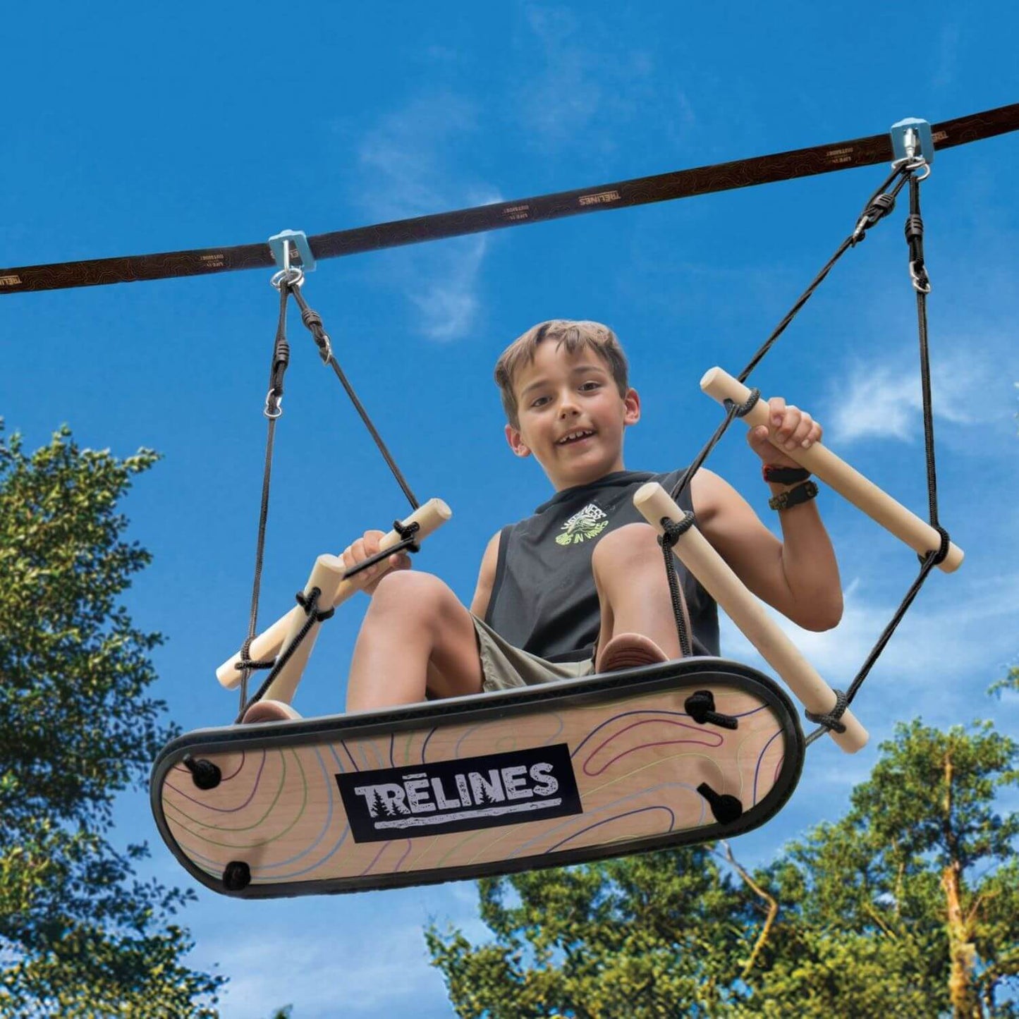 Boy Playing Trelines Treboard Surfin' Swing