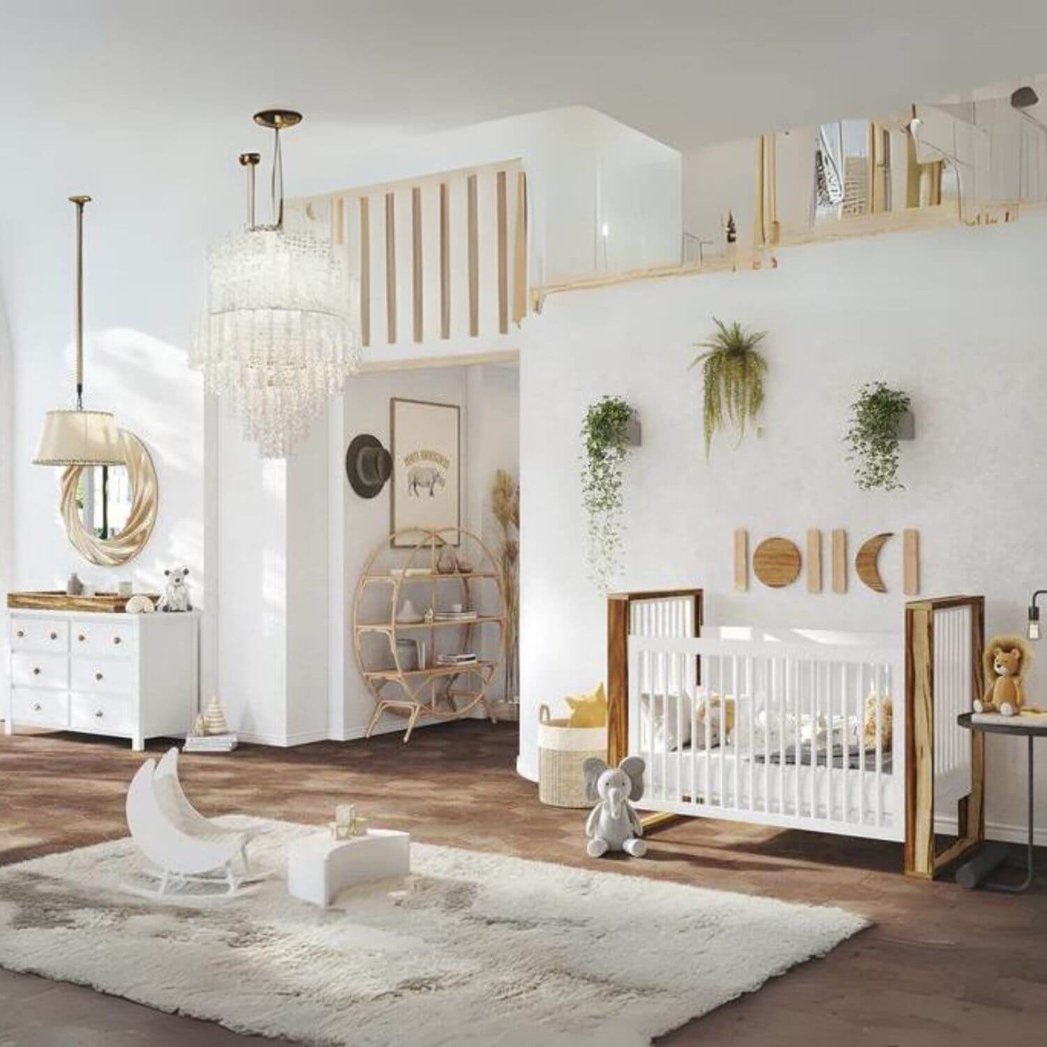 Milk Street Baby True Traditional Crib Acacia with Snow - Lifestyle