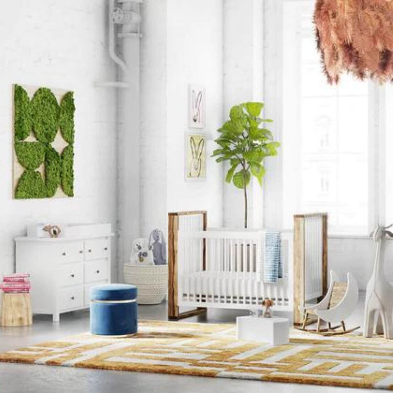 Milk Street Baby True Traditional Crib Acacia with Snow - Lifestyle