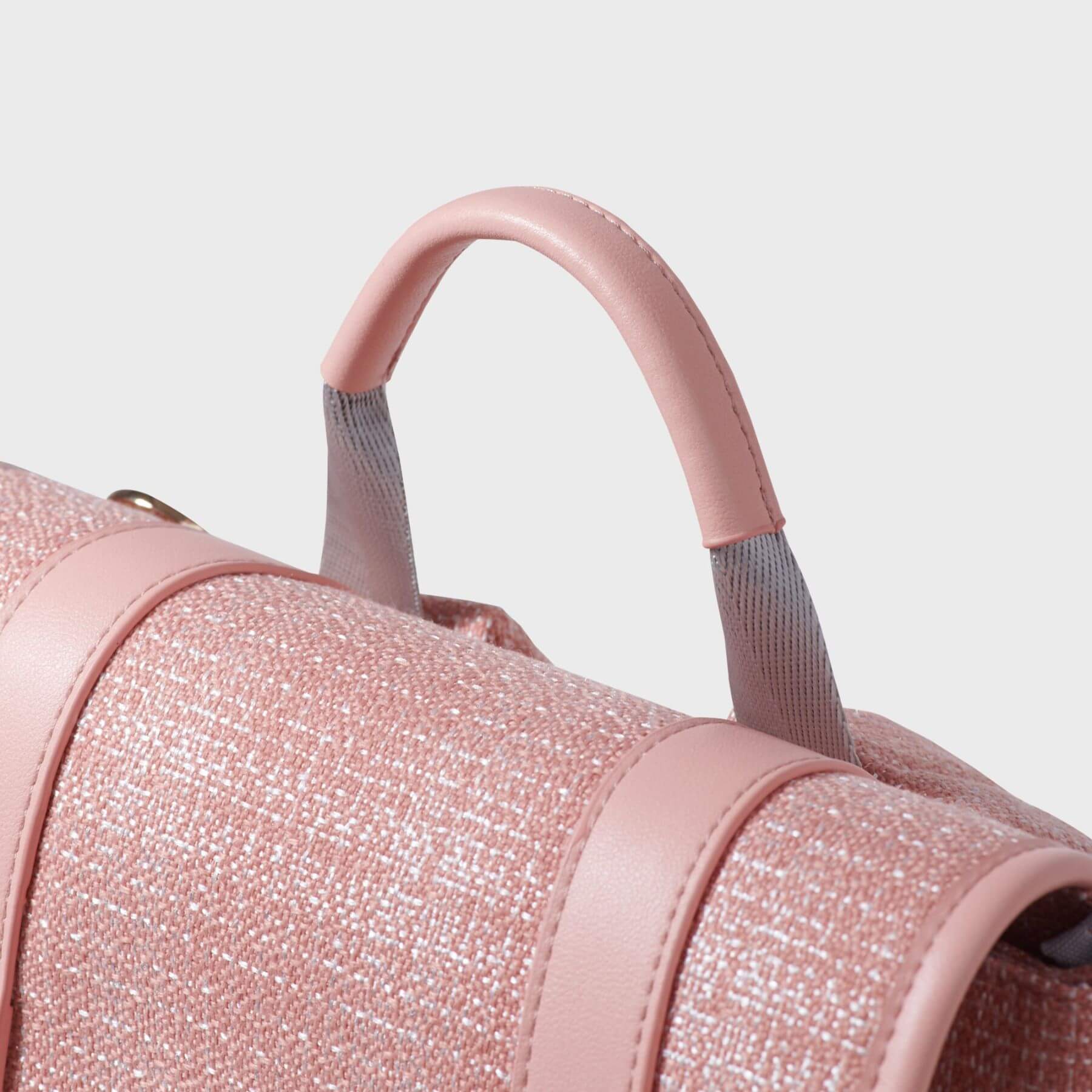 Close-up of Sunveno Tweed Diaper Backpack Pink