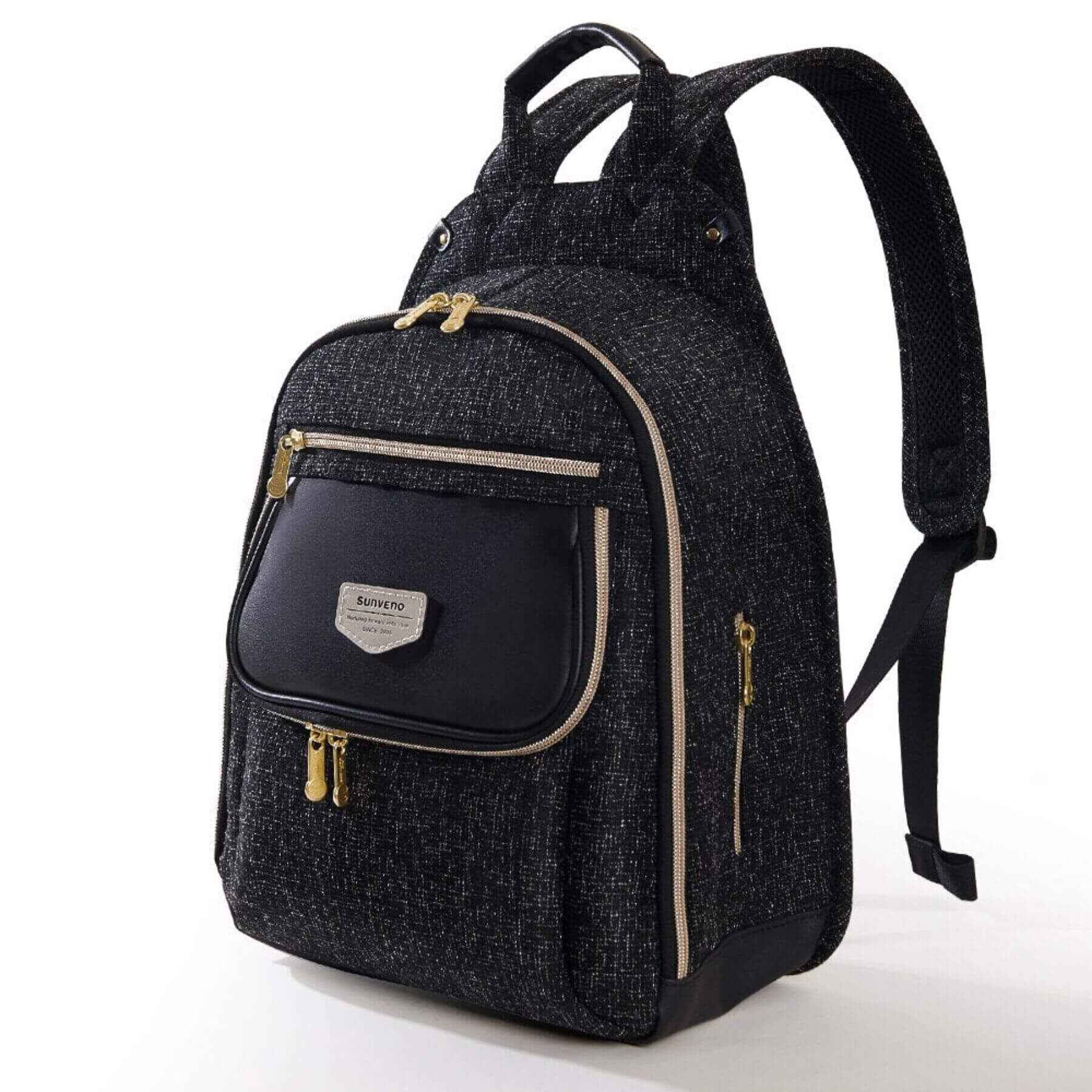 Sunveno Tweed Luxe Diaper Bag Backpack - Black