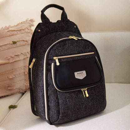 Sunveno Tweed Luxe Diaper Bag Backpack - Black