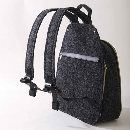 Back View of Sunveno Tweed Luxe Diaper Bag Backpack - Black