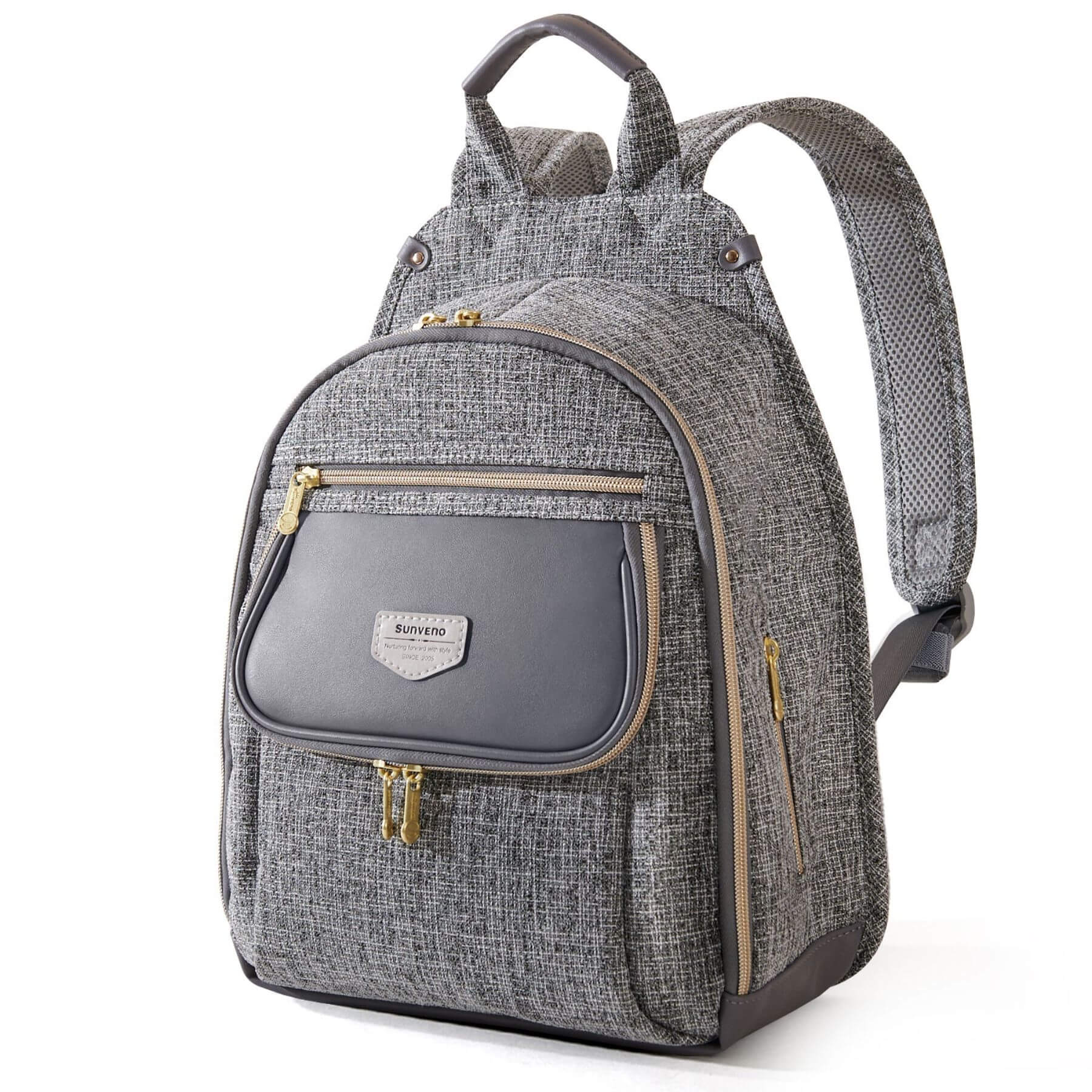 Sunveno Tweed Luxe Diaper Bag Backpack - Gray